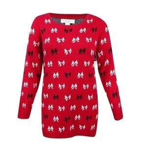 Charter Club Red Bow Christmas Sweater NWT 0X